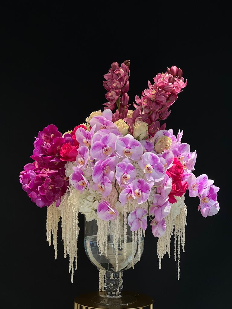 "Yonge Florist Birthday Flower Collection: Stunning Birthday Bouquets, Flower Delivery in Toronto, Birthday Arrangements, and Birthday Gifts, Flower arrangement of orchids, roses and hydrangeas