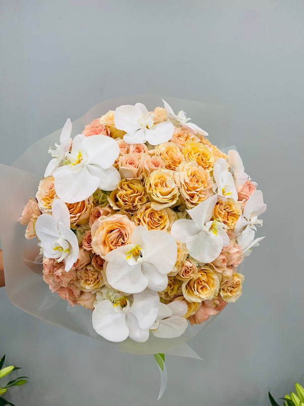 Peach Rose and Orchid Bouquet (24-105)